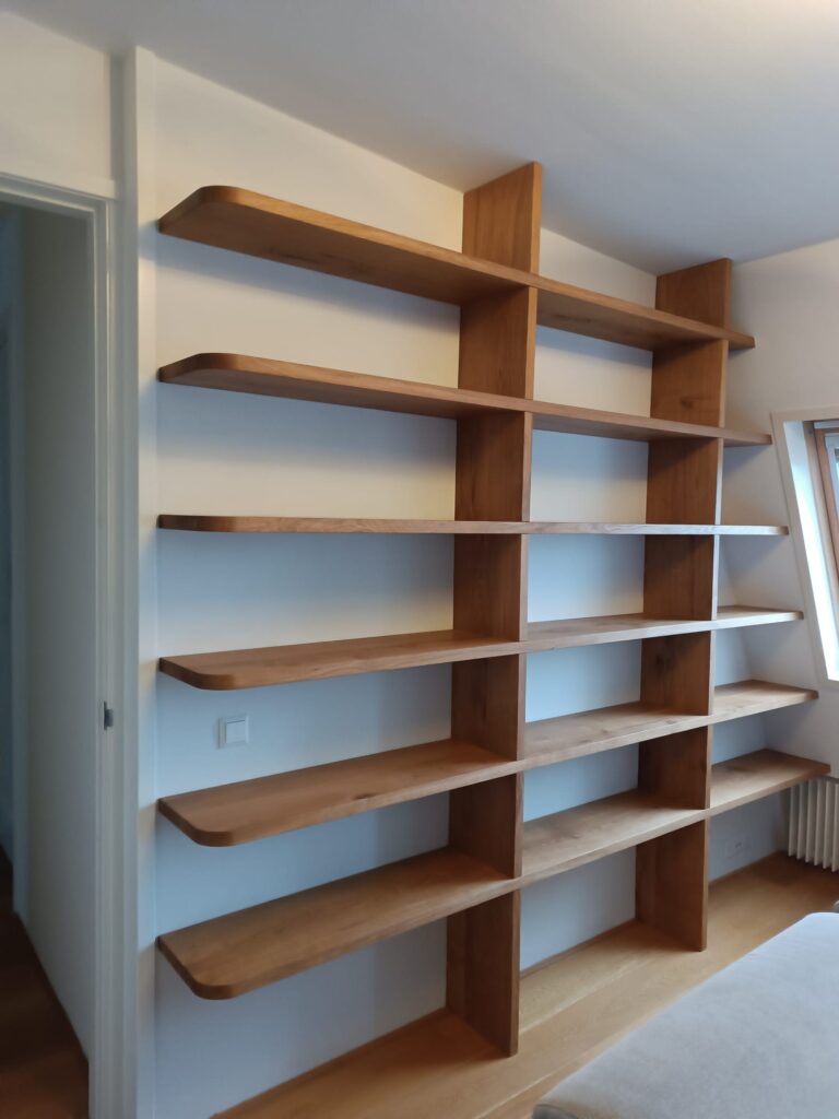 Floating Oak Library with open shelving